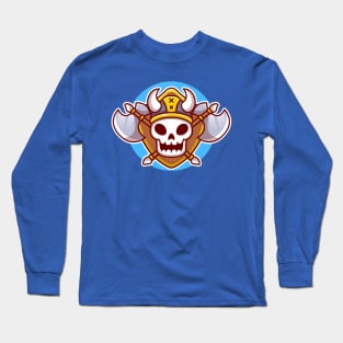 Cute Viking Skull With Ax Cartoon Long Sleeve T-Shirt